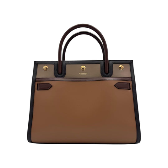 Burberry Handbag Tricolore Brown Leather