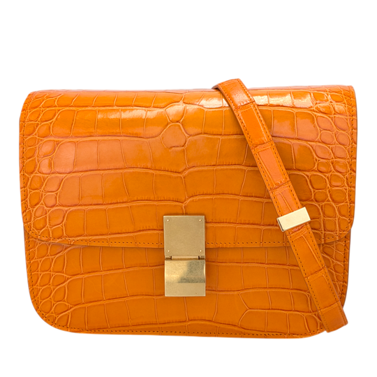 Celine Classic Box Medium Orange Alligator