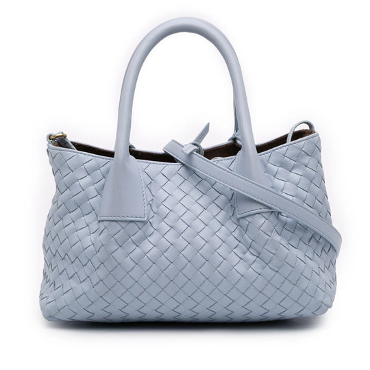 Bottega Veneta Pinacoteca Tote Small Blue Intrecciato