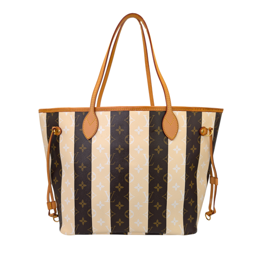 Louis Vuitton Neverfull MM Rayures Brown Beige Monogram Canvas